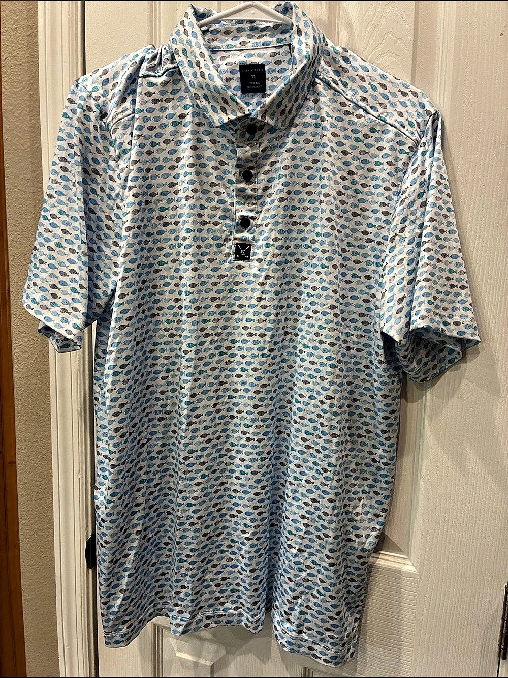 Construct Quick Dry Performance Fish Print Polo XL